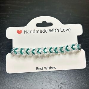 Beaded Bracelet - Green and White